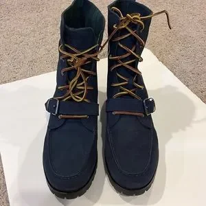 Polo Ralph Lauren Ranger boots navy blue suede Tartan Plaid mens Mens Size 14